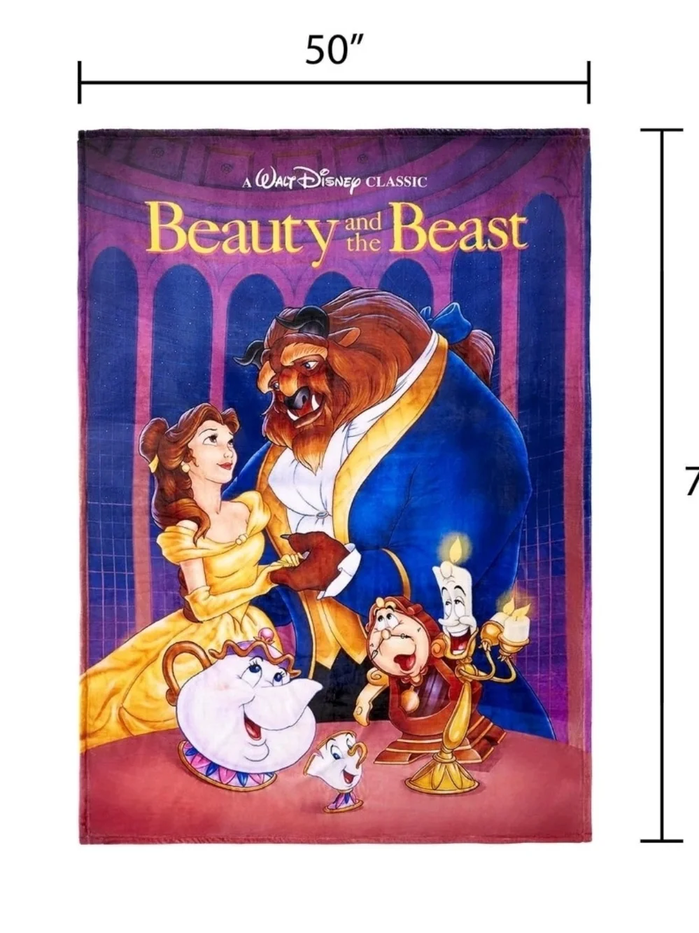 Disney Beauty and the Beast Plush Throw Blanket